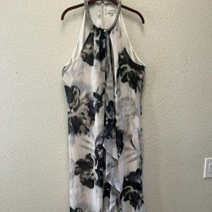 Calvin Klein Black and White Floral Maxi Dress